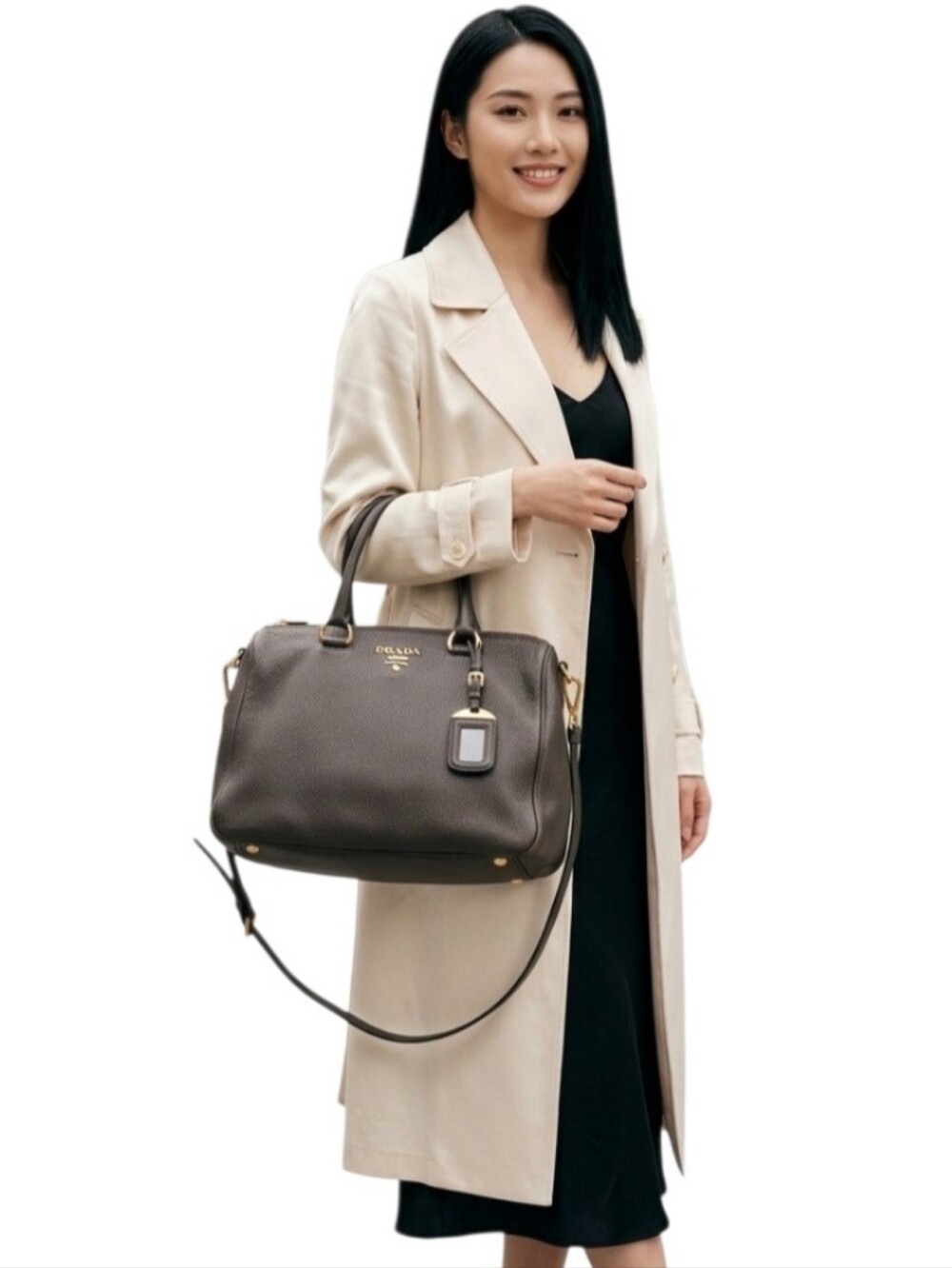 PRADA Black Leather Satchel with Gold Hardware LIKE NEW